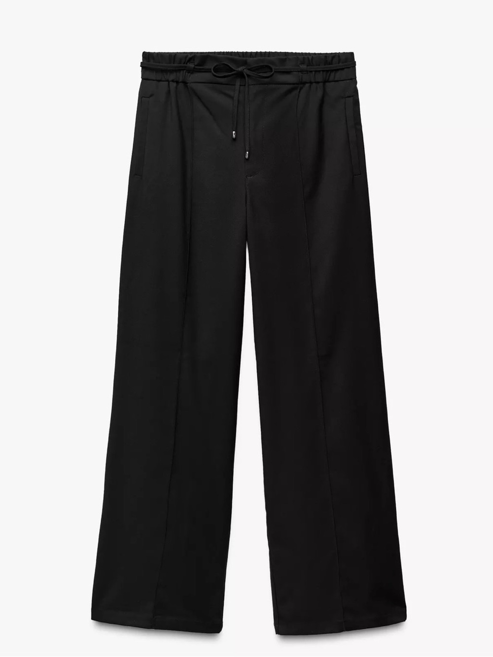 Zara Black  Wide-Leg Drawstring Trousers